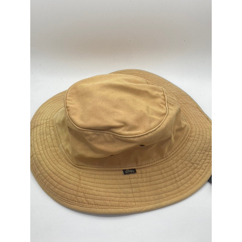 OBEY Men’s Tan Canvas Vintage Casual Neck-Tie Bucket Hat SZ OS