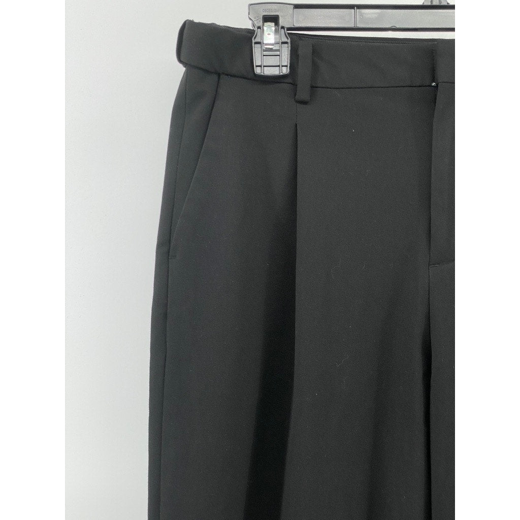 GIORDANO Women's Black Pleated Wide-Leg Relaxed-Fit Pants SZ 32