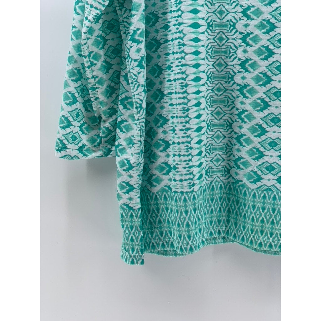 ALFRED DUNNER Women's Printed Studded Long Sleeve Top SZ M