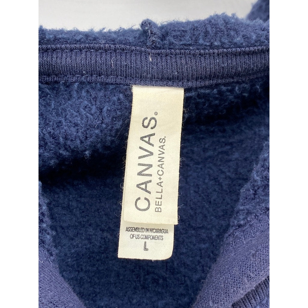 BELLA + CANVAS Women's Navy Blue MLG Baseball Zip-Up Hooded Sweatshirt SZ L