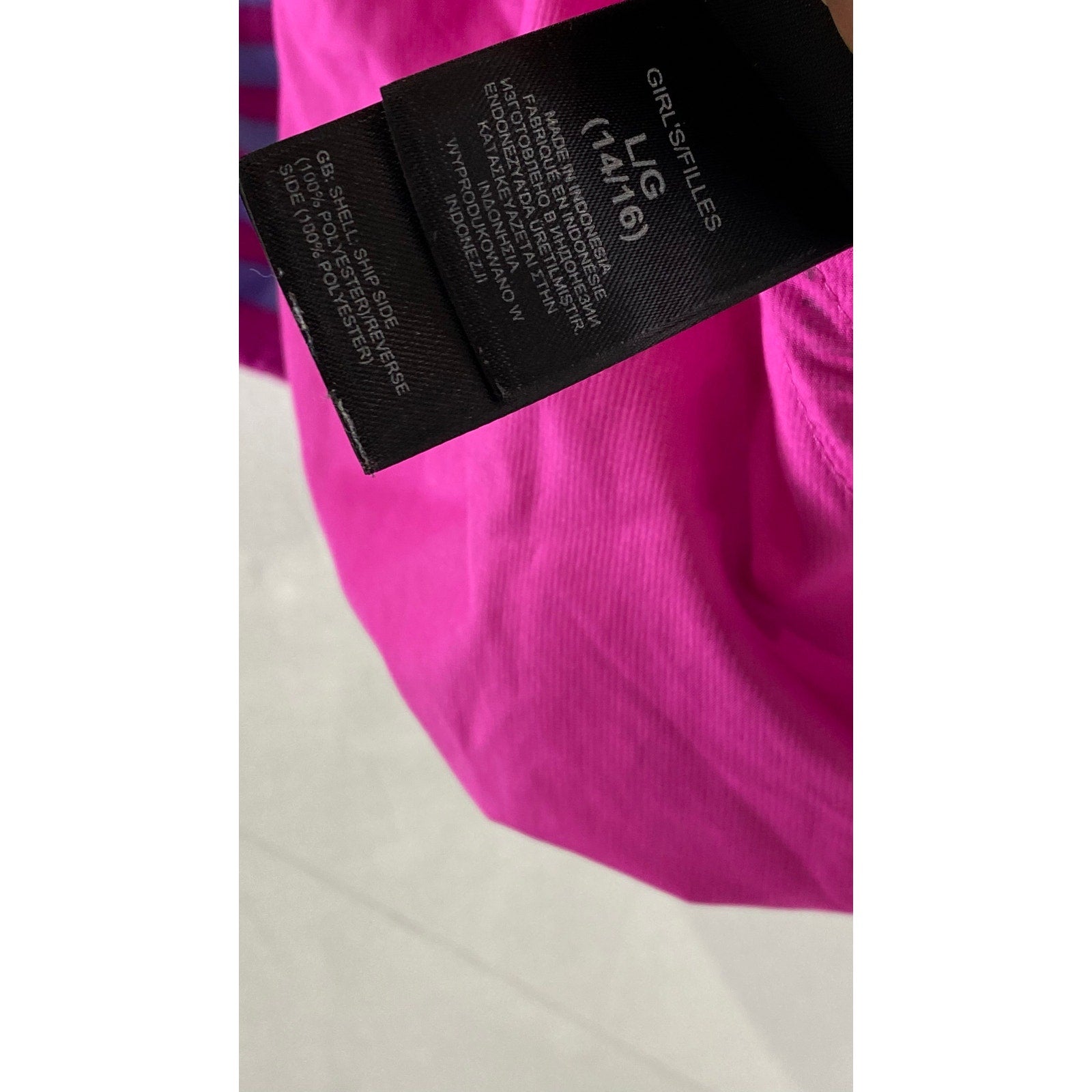 THE NORTH FACE Girl's Pink/Purple Striped Fleece Reversible Jacket SZ L(14-16)