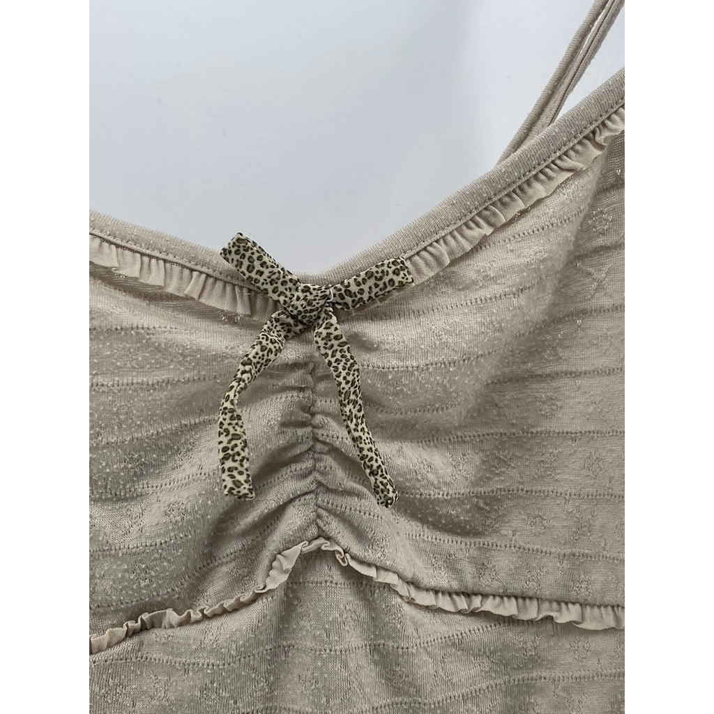 MANGO BASICS Women's Beige V-Neck Spaghetti Strap Casual Tank Top SZ XS