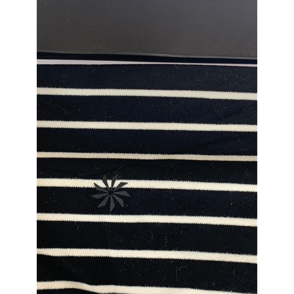 ATHLETA Women's Black/White Elation Virasana Striped Pull-On Leggings SZ 2XS