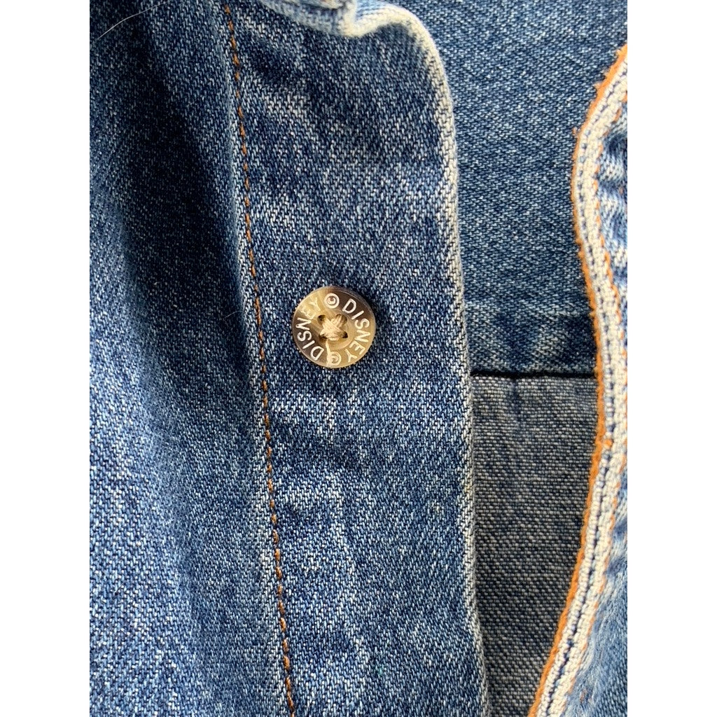 DISNEY Women's Vintage Blue Denim Embroidered Pooh & Friends Shirt Jacket SZ L