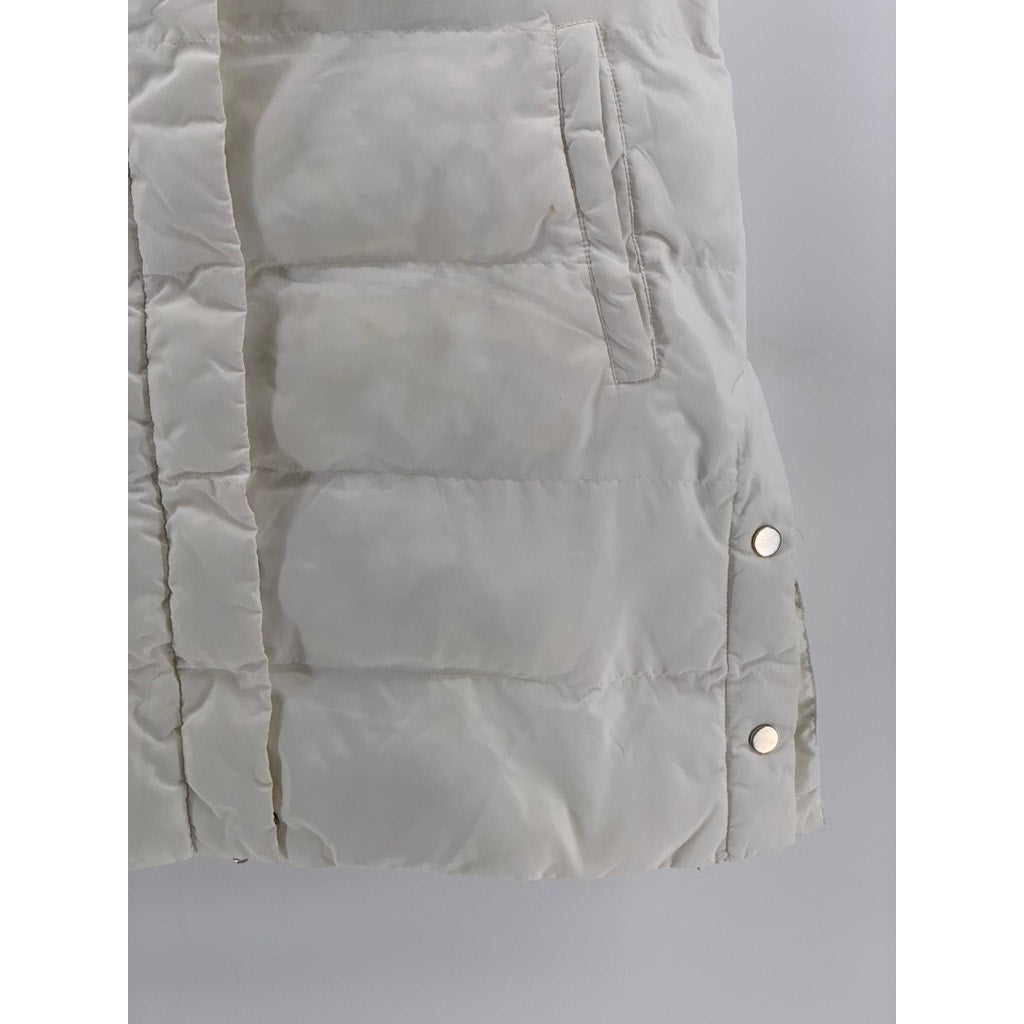 CHARLIE PAIGE Women's White Hooded Sleeveless Zip-Up Puffer Vest SZ M