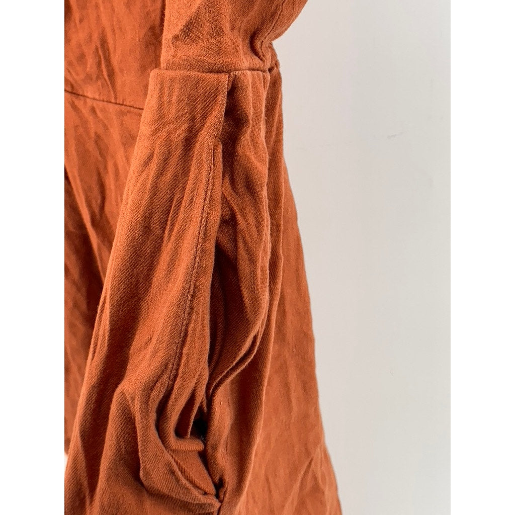 EXPRESS Women's Burnt Orange Straight-Neck Linen-Blend Jumpsuit SZ XS