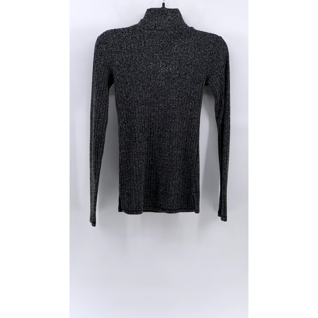 WILFRED FREE Women's Charcoal Rib Mock-Neck Long Sleeve Sweater Top SZ XS