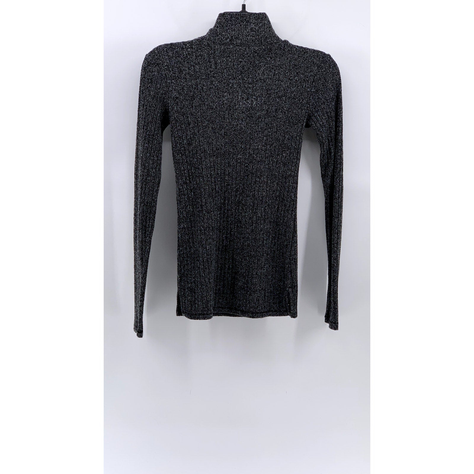 WILFRED FREE Women's Charcoal Rib Mock-Neck Long Sleeve Sweater Top SZ XS