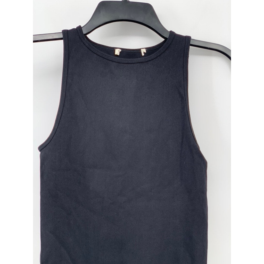 PULL & BEAR Women's Black Solid Sleeveless Gusset Bodysuit Top SZ S