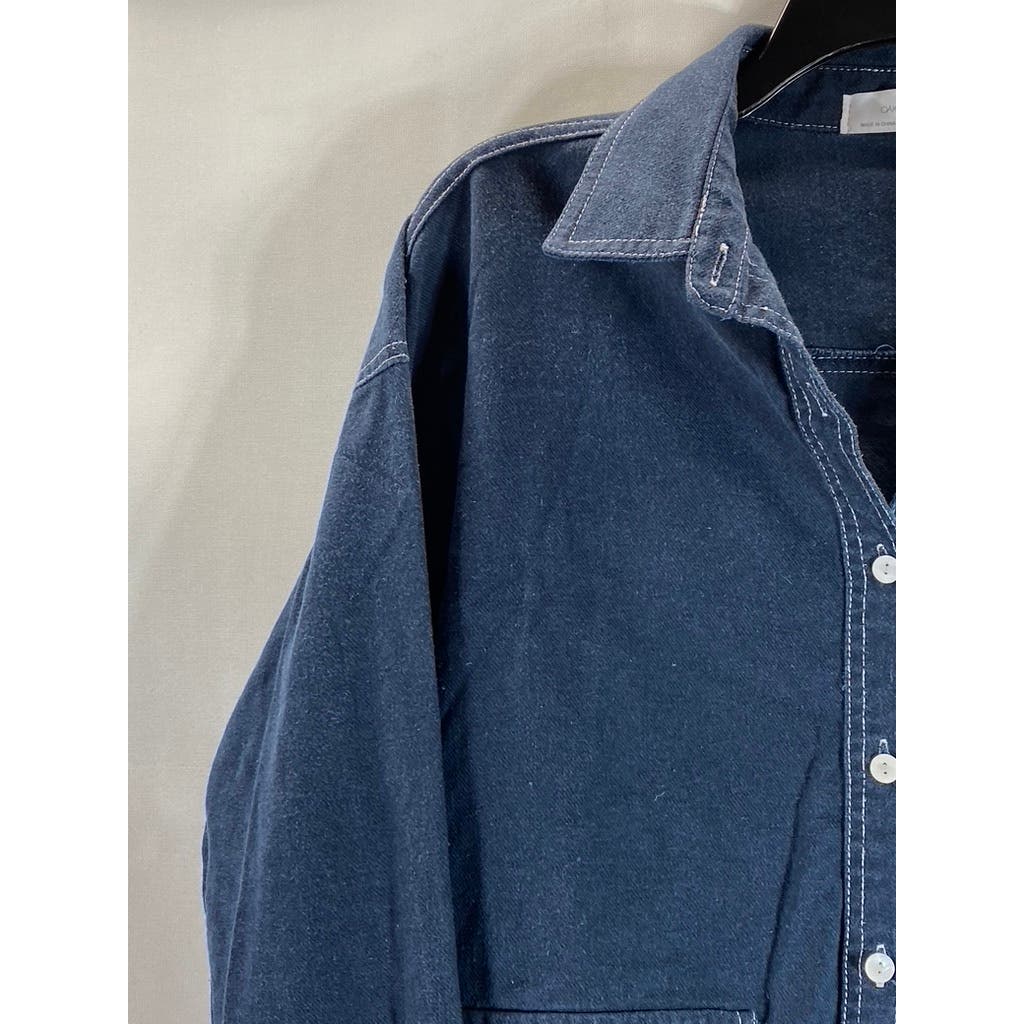 OAK + FORT Men's Blue Denim Button-Up Long Sleeve Shirt SZ M