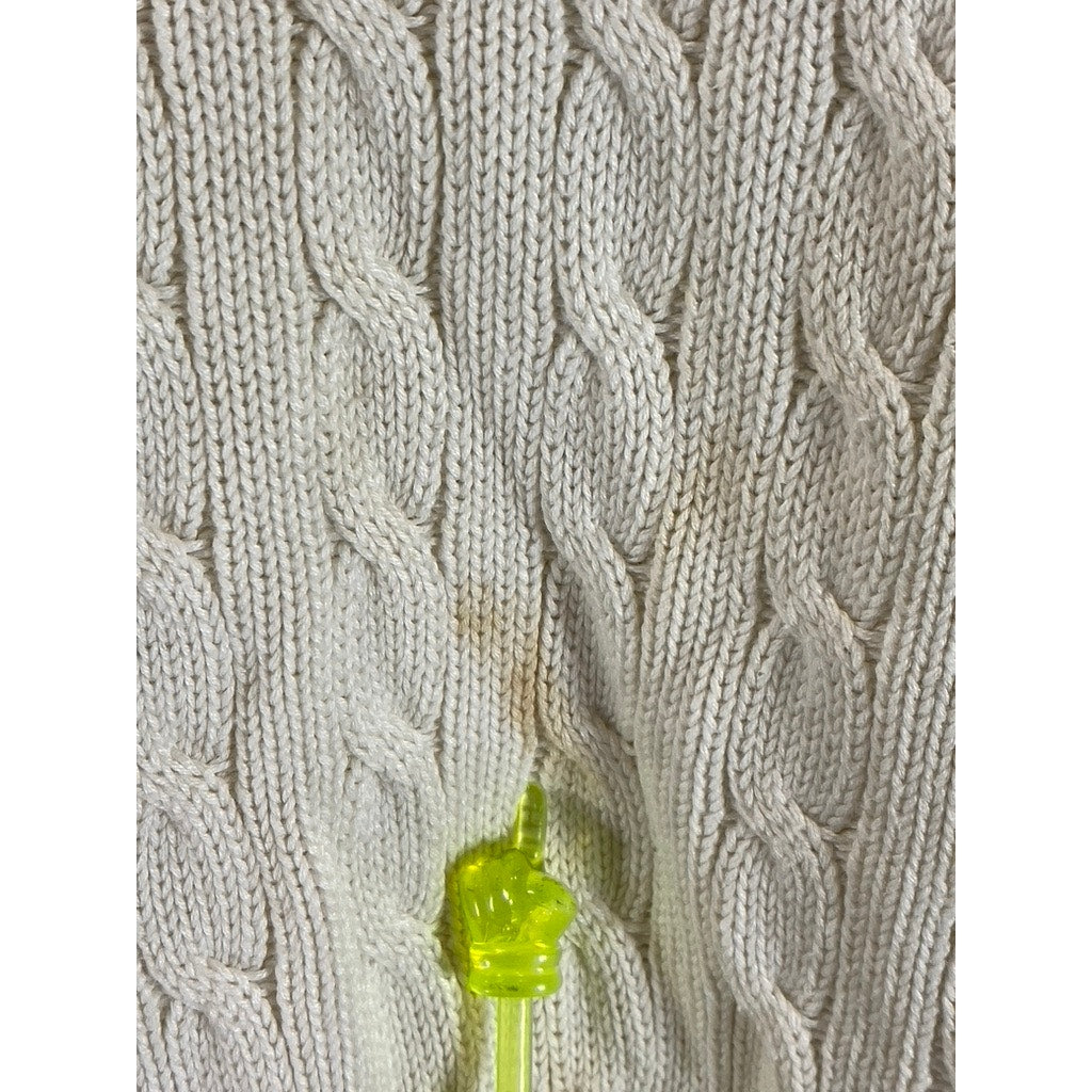 BRANDY MELVILLE Women's Beige V-Neck Cotton-Blend Cable Knit Sweater SZ OS