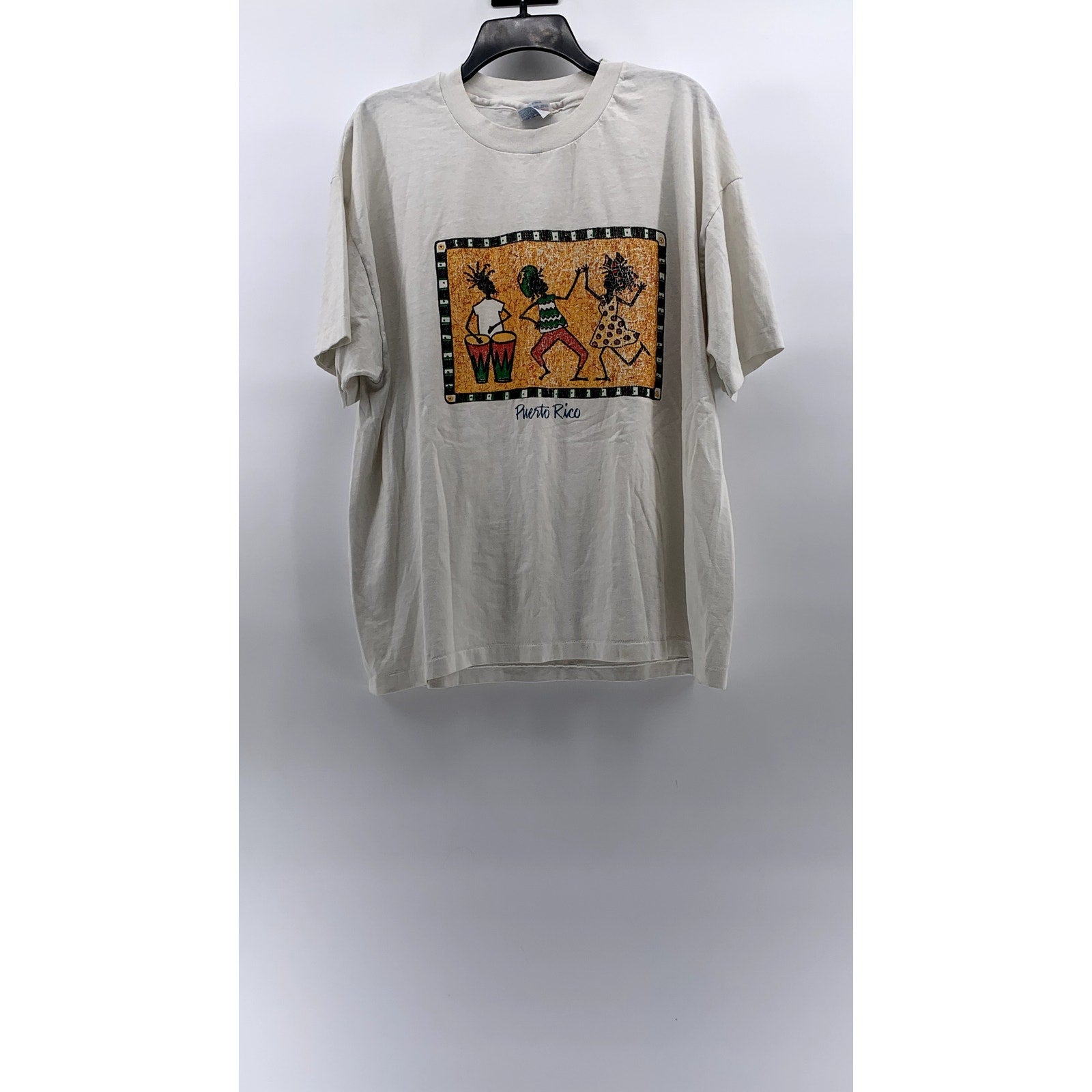 HANES Unisex Adult White Graphic Puerto Rico Crewneck Short Sleeve T-Shirt SZ XL