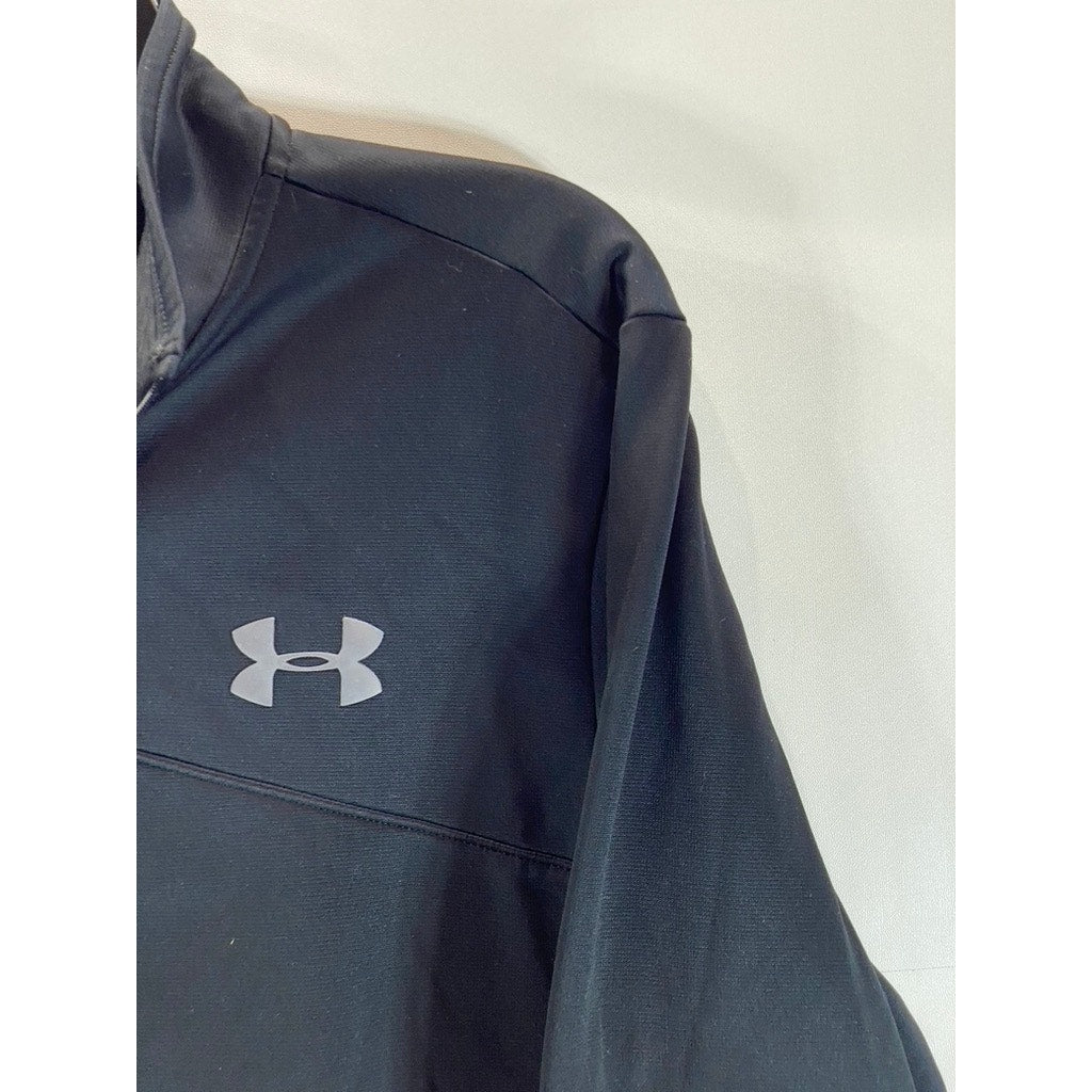 UNDER ARMOUR Men's Black Coldgear Loose Half-Zip Pullover Sweater SZ M