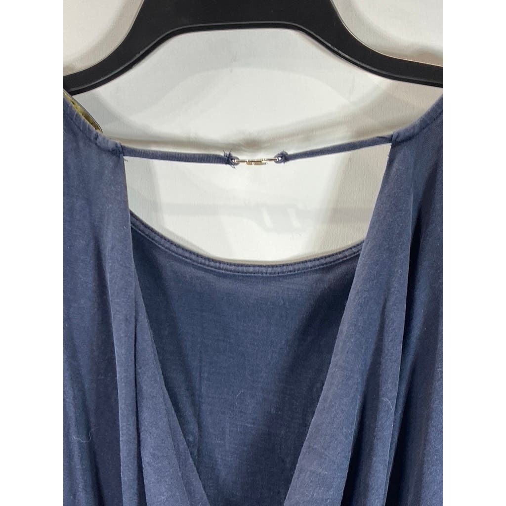 MASSIMO DUTTI Women's Solid Blue Long Sleeve Shirt SZ M