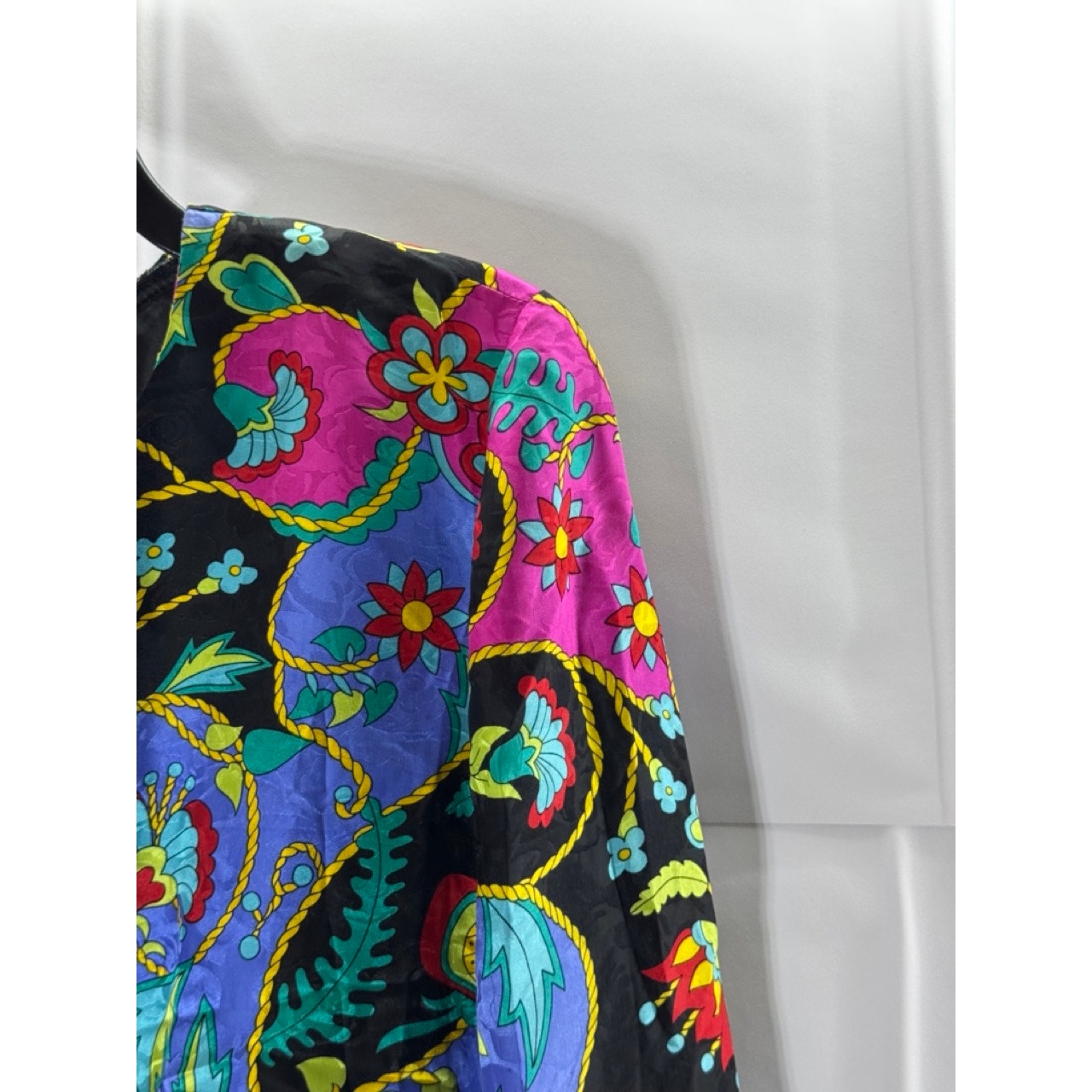 DAVID WARREN Multicolor Printed Crewneck Long-Sleeve Vintage 80's Dress SZ 12