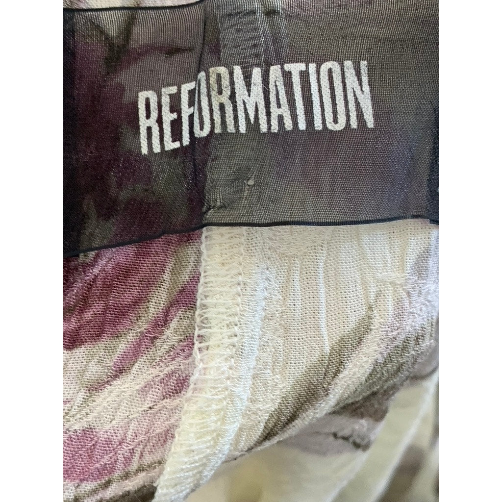 REFORMATION Women's Cream Floral Mesh Tie-Knit Short Sleeve Cover-Up SZ OS