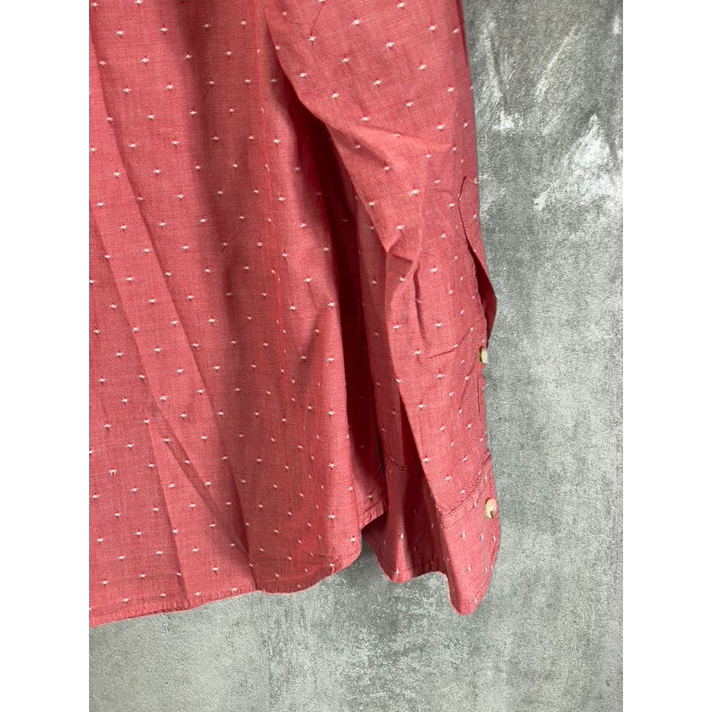J.CREW Men's Red Textured Regular-Fit Cotton Button-Up Long Sleeve Shirt SZ XL