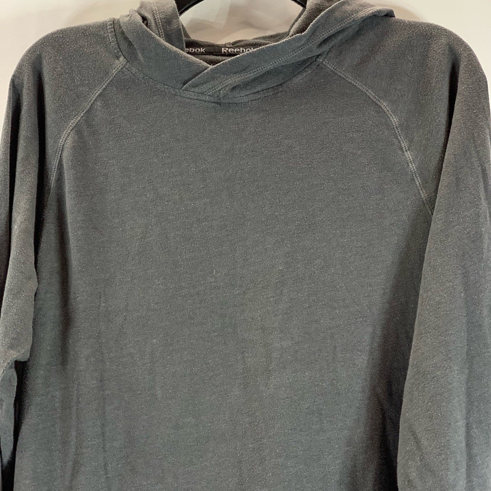 REEBOK Men's Gray Hooded Pullover Lightweight Long Sleeve Shirt SZ S