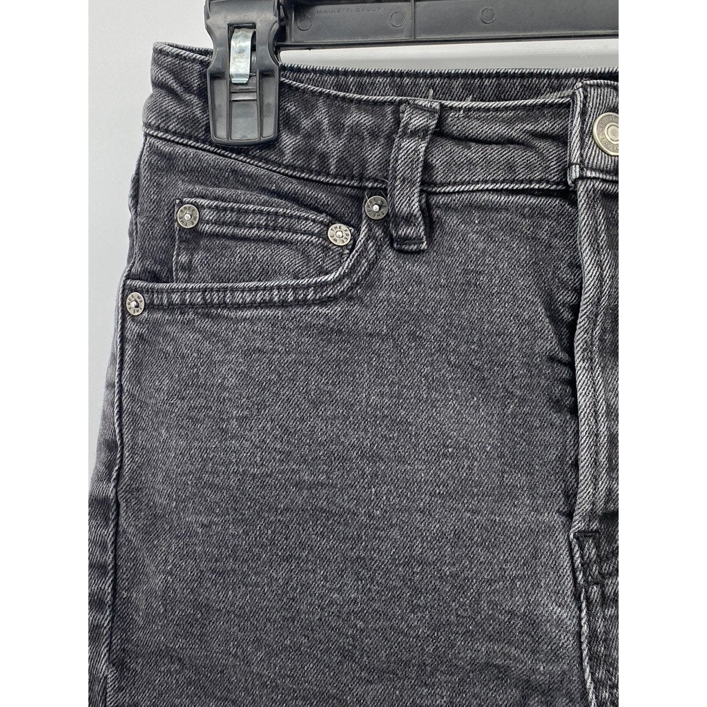 WE THE FREE Women's Black Avery Denim Raw-Hem Cut-Off Bermuda Shorts SZ 27