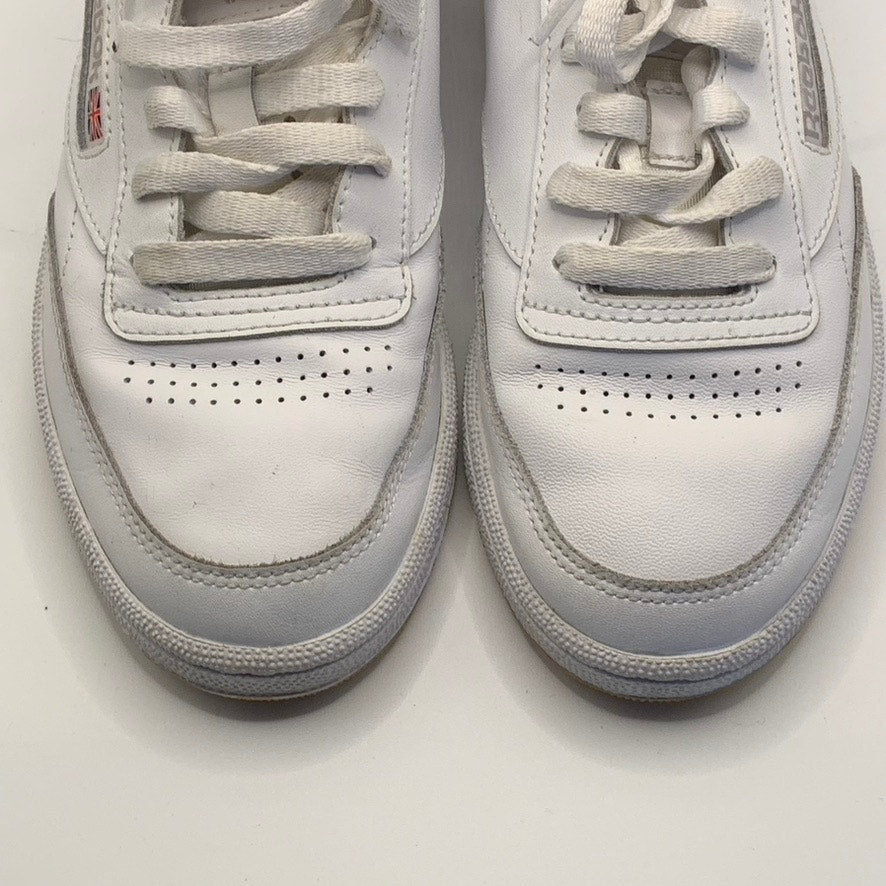 REEBOK Women's White Leather Classic Club C85 Low-Top Lace-Up Sneakers SZ 7.5