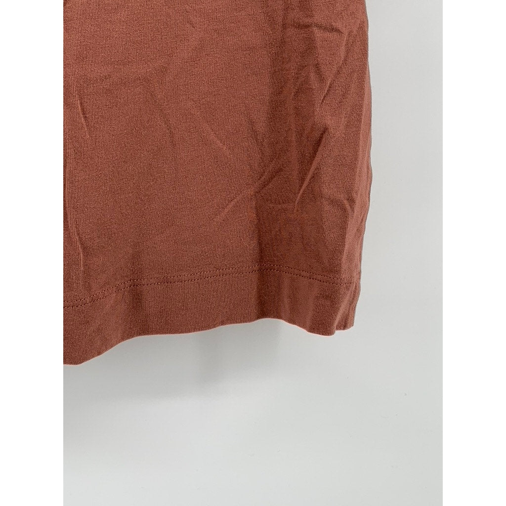 WILFRED FREE Women's Rust Solid Crewneck Short Sleeve Cropped Top SZ L