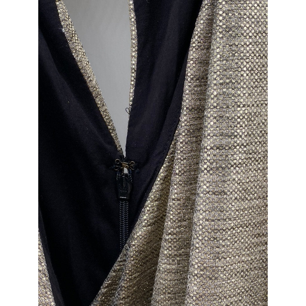 BY ANTHROPOLOGIE Women's Plus Gold Metallic Side-Ruched Midi Dress SZ 3X