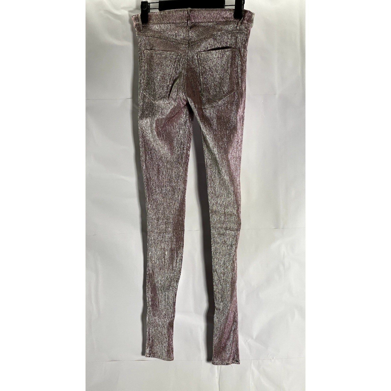 UNBRANDED Women's Burgundy Metallic Skinny-Leg Pants SZ S