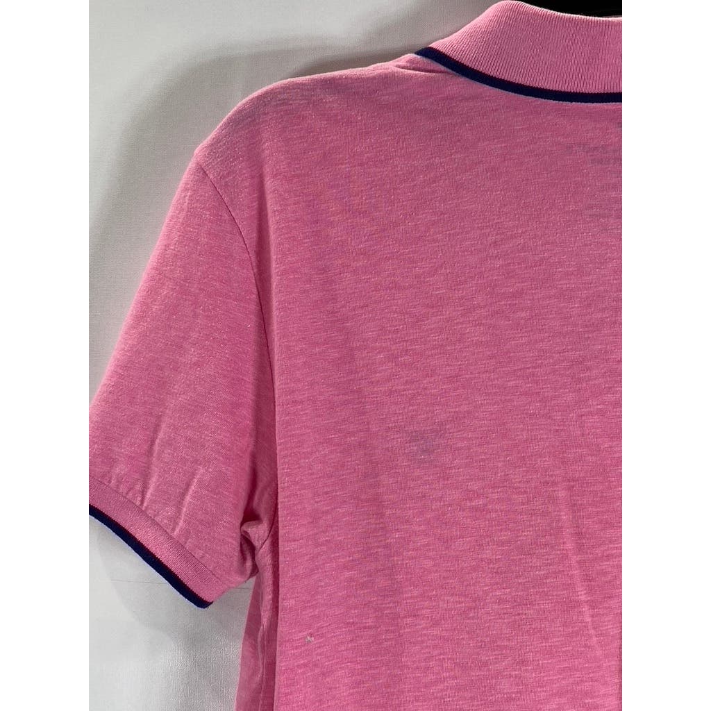 AMERICAN EAGLE OUTFITTERS Men's Pink Slim-Fit Pique Short Sleeve Polo Shirt SZ S