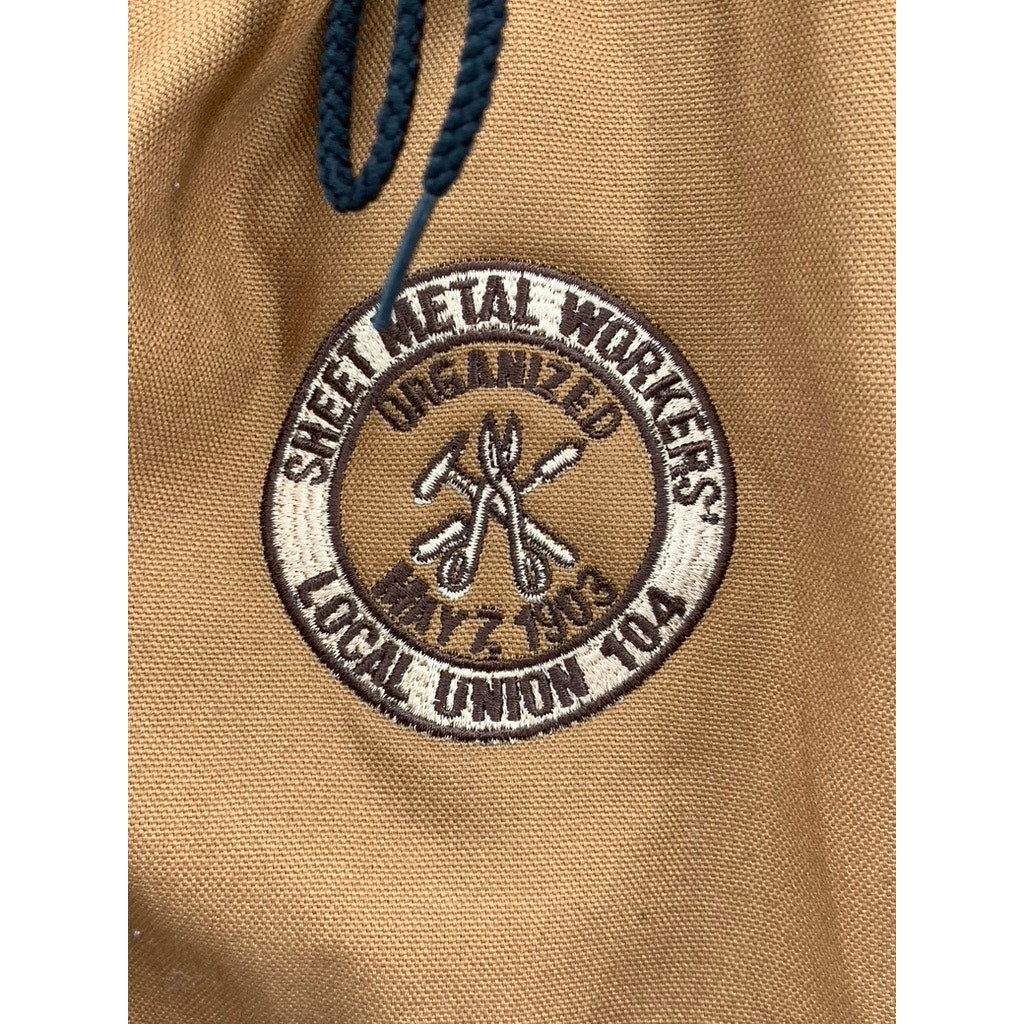 ASW Men's Tall Tan Sheet Metal Circle Patch Hooded Zip-Up Jacket SZ 3XL-T