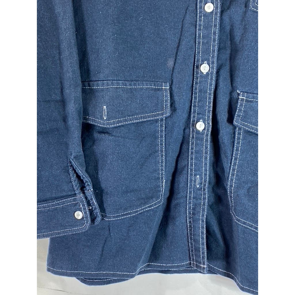 OAK + FORT Men's Blue Denim Button-Up Long Sleeve Shirt SZ M