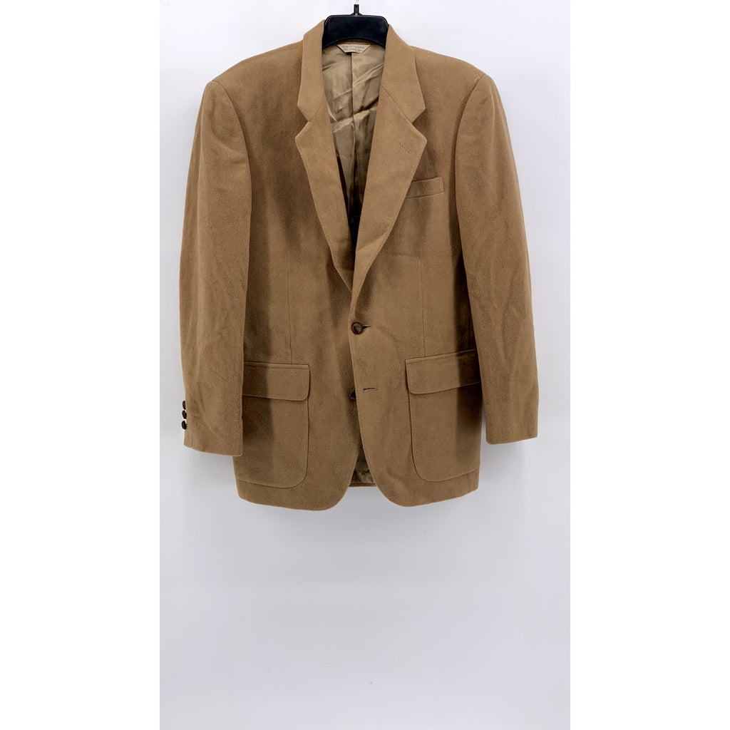 GLENSHIRE Men's Tan Wool Textured Two-Button Blazer SZ 38R
