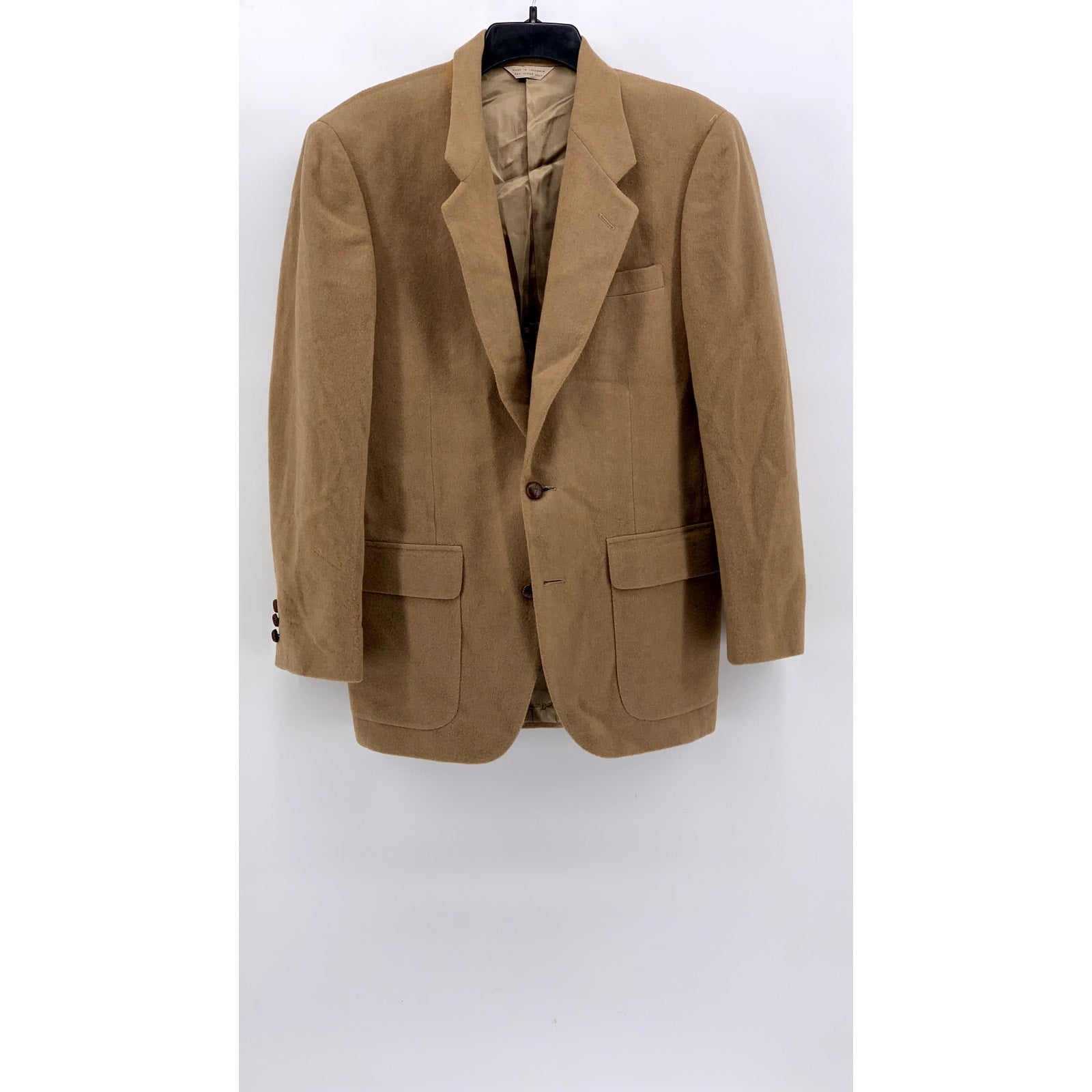 GLENSHIRE Men's Tan Wool Textured Two-Button Blazer SZ 38R