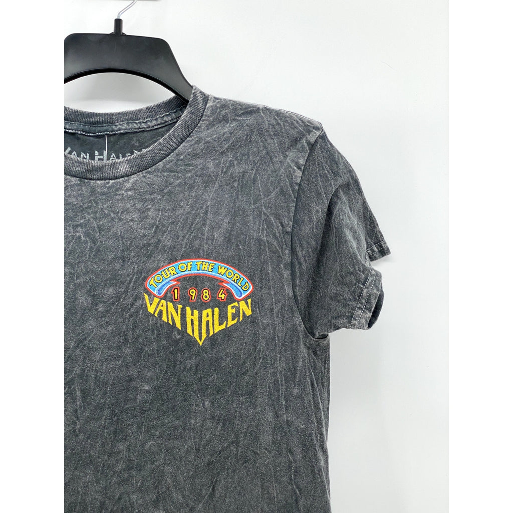 VAN HALEN Men's Acid Washed Black Crewneck Eagle Graphic T-Shirt SZ S