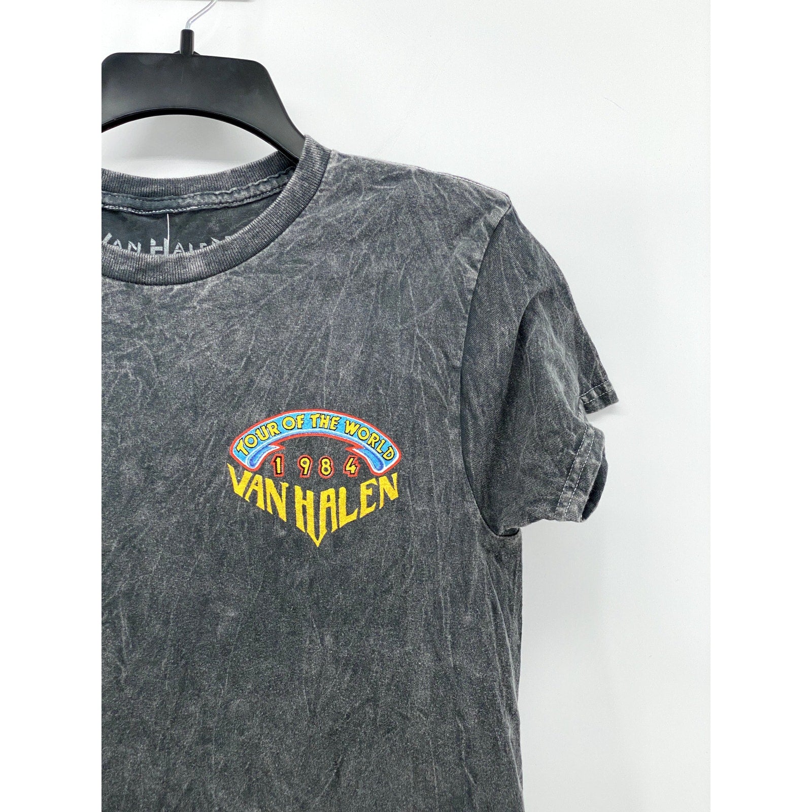 VAN HALEN Men's Acid Washed Black Crewneck Eagle Graphic T-Shirt SZ S