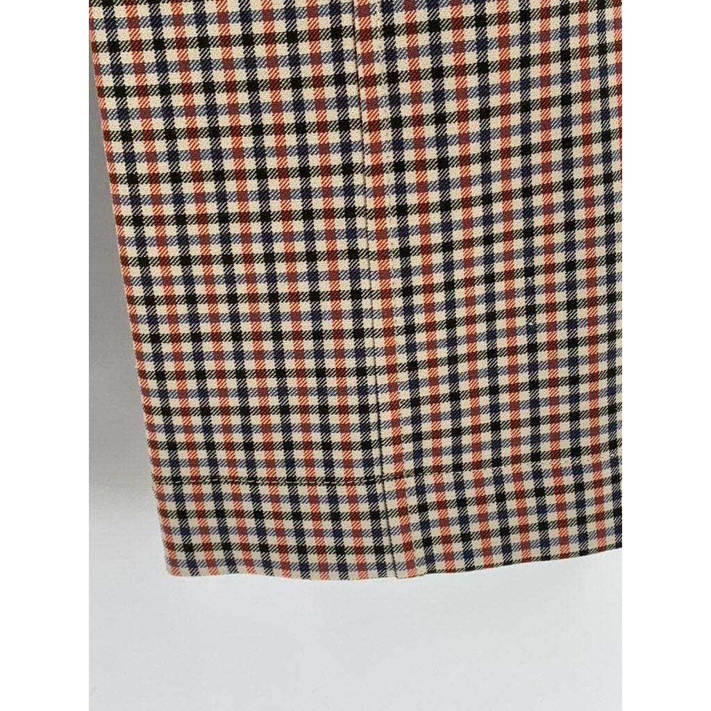 TORY BURCH Women's Orange-Black-Beige Gingham Flare Pants SZ 8(L)