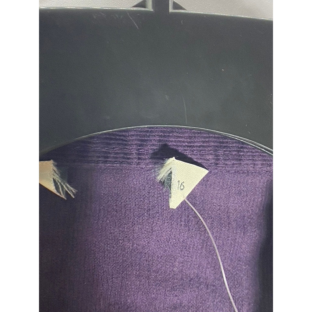 WOOLSWORTHS Women's Dark Purple Four-Pocket Button-Up Long Sleeve Top SZ 16(L)