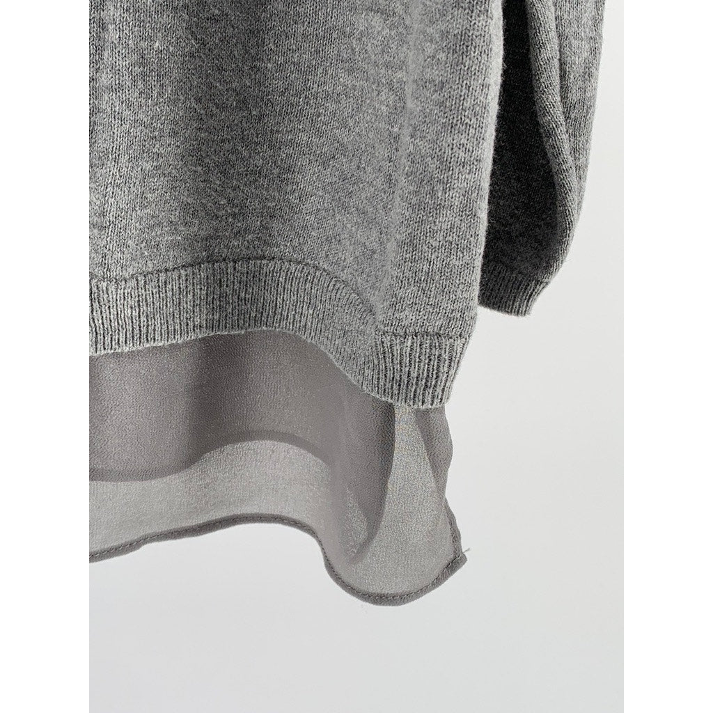 UNBRANDED Women's Gray Layered Scoop Neck Long Sleeve Top SZ M/L