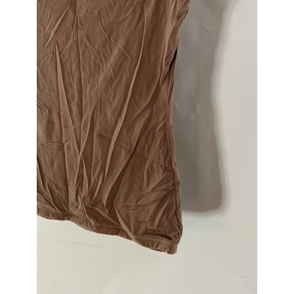 PUMIEY Women's Dark Brown Crewneck Short Sleeve Tagless Lightweight Top SZ XS
