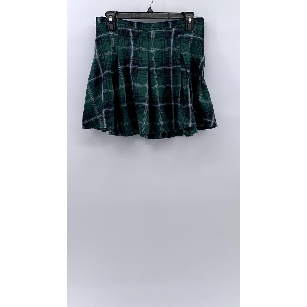 SO GOODS FOR LIFE Women's Black-Green Plaid Mini Skirt SZ 9