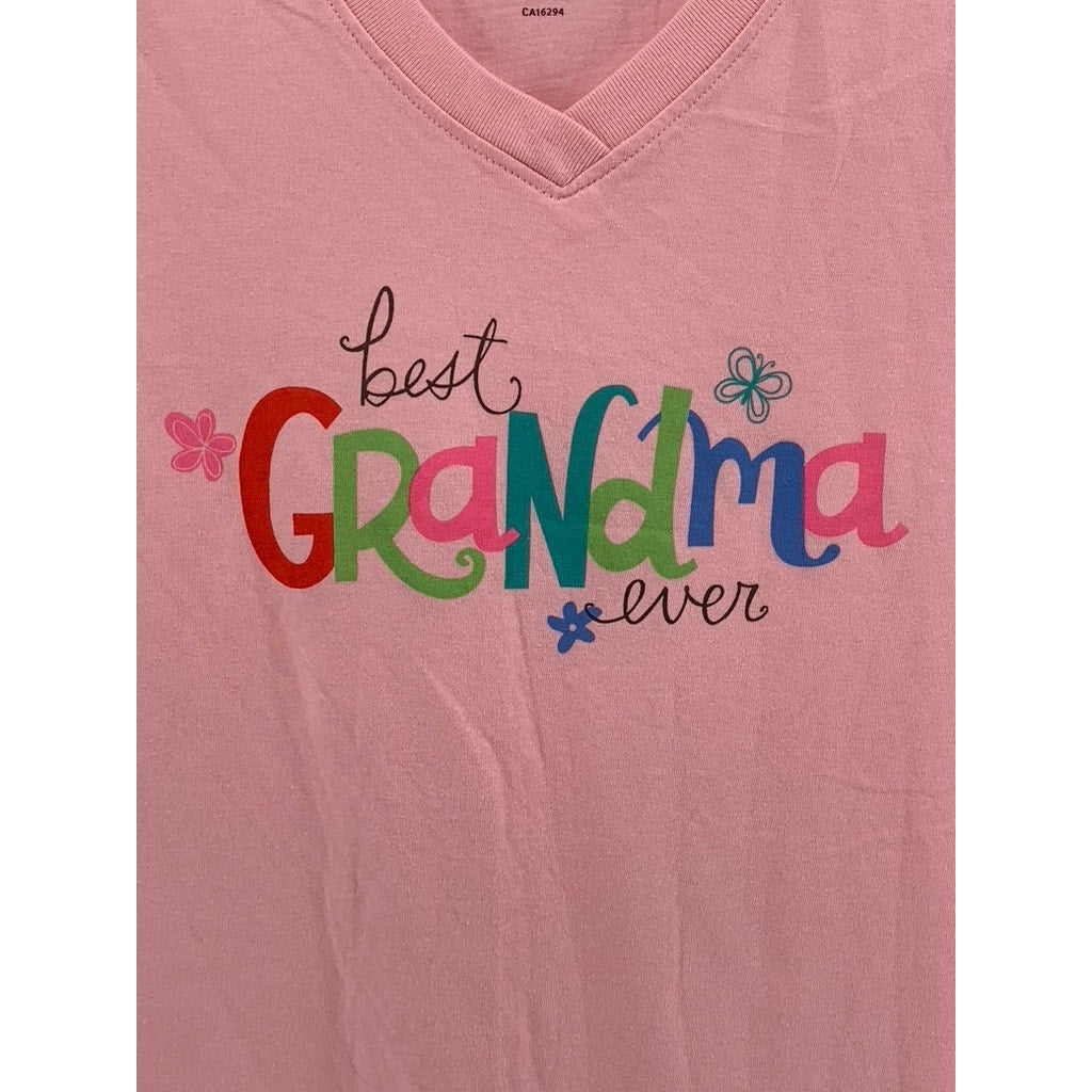HALLMARK Women's Light Pink Graphic V-Neck Short Sleeve Sleep Shirt SZ OS