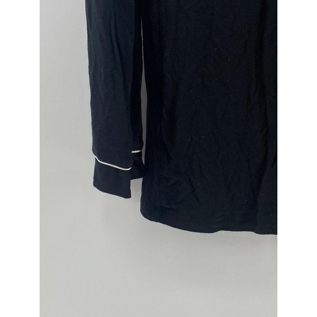 INTIMISSIMI Women's Black-White Trim Button-Up Long Sleeve Pajama Top SZ S