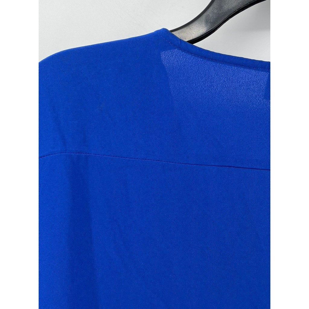 TACERA Women's Blue Zip Up Blouse SIZE L