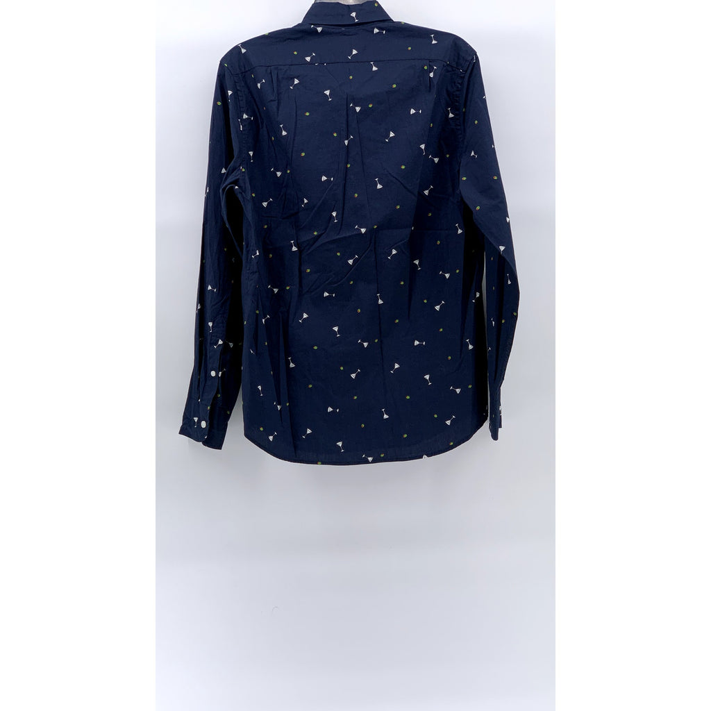 J.CREW Men's Navy Martini Classic-Fit Untucked Flex Washed Button-Up Shirt SZ S