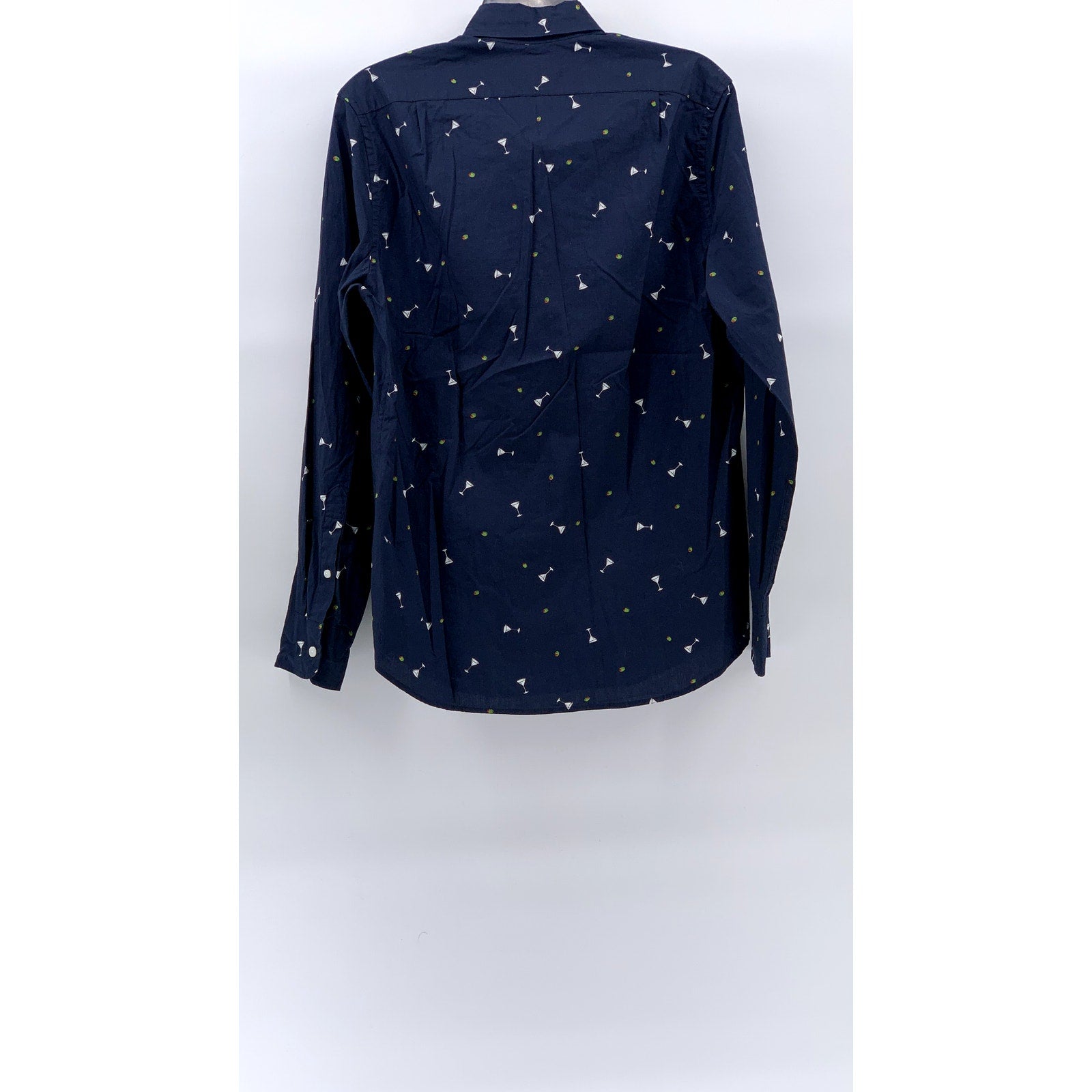 J.CREW Men's Navy Martini Classic-Fit Untucked Flex Washed Button-Up Shirt SZ S