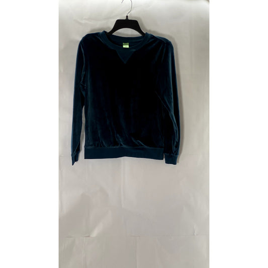 HONEYDEW Women's Dark Blue Velvet Crewneck Long Sleeve Pullover Sweater SZ XS