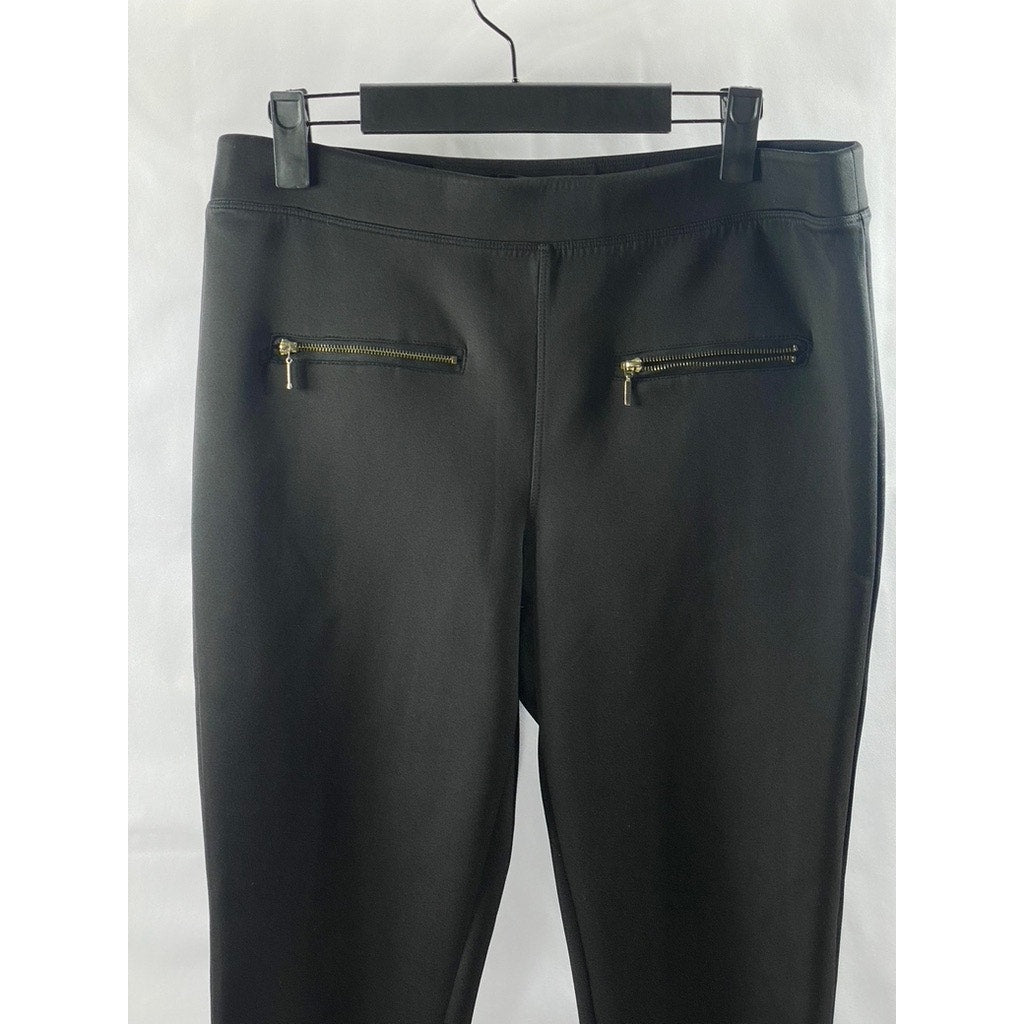 DYNAMITE Women's Black Zipper-Pocket Skinny-Leg Pull-On Pant SZ L