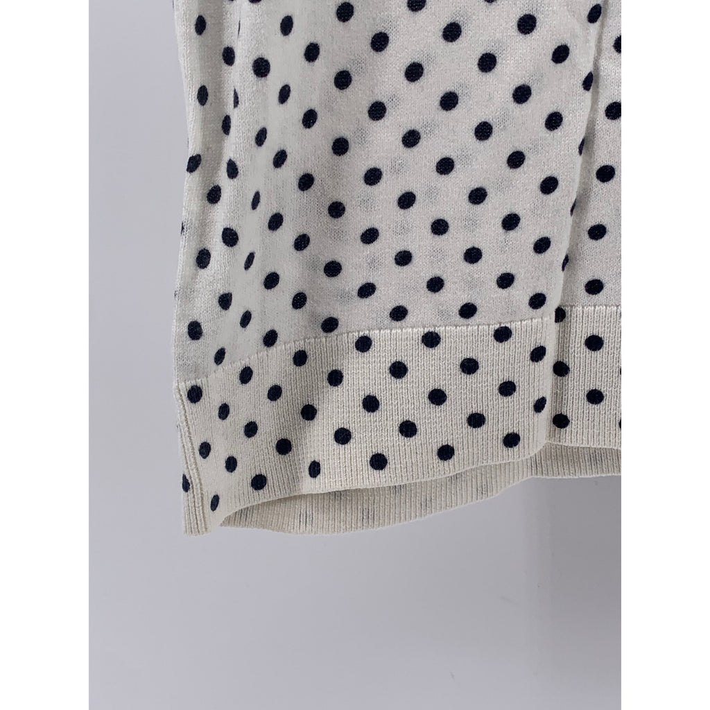 J.CREW Women’s White-Navy Polka Dot Crewneck Caryn Shell Sleeveless Top SZ L