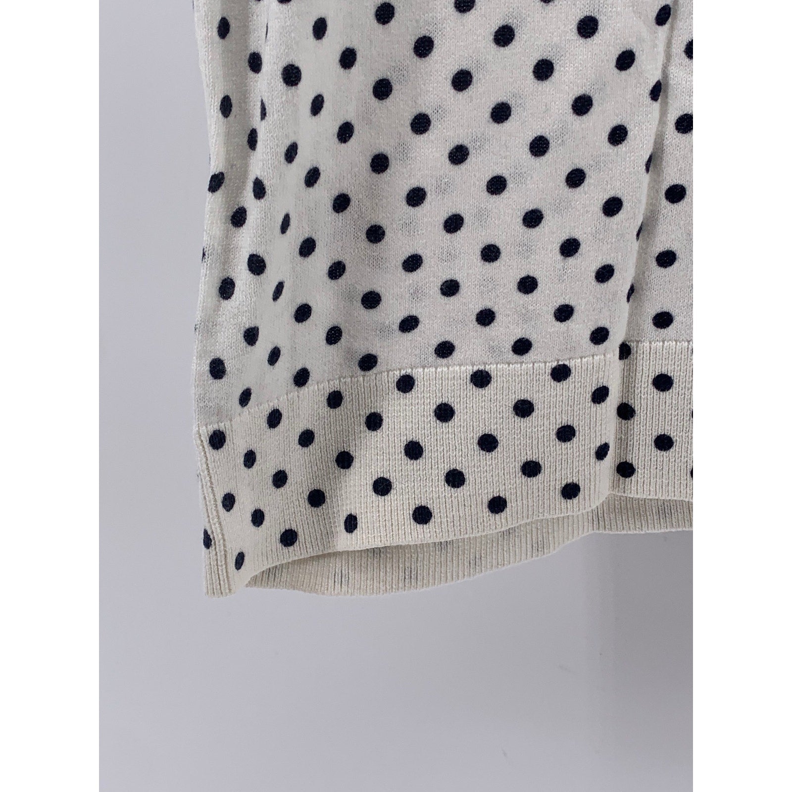 J.CREW Women’s White-Navy Polka Dot Crewneck Caryn Shell Sleeveless Top SZ L