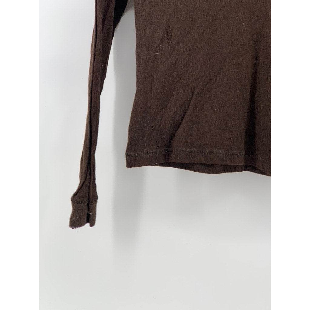 PRADA Women’s Brown Cashmere V-Neck  Distressed Y2K Top SZ S