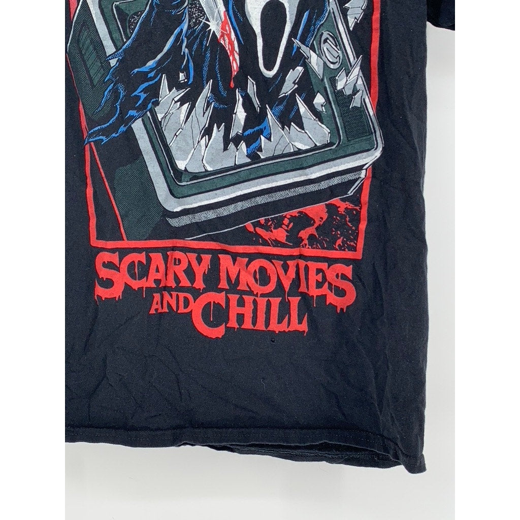 GHOST FACE Unisex Black Scary Movies & Chill Graphic Short Sleeve T-Shirt SZ S